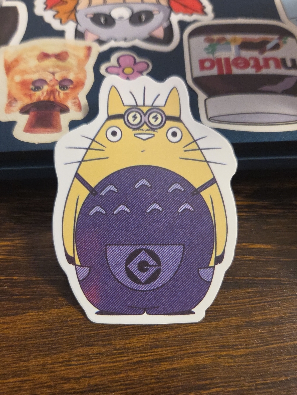 Yellow & Purple Cartoon Cat Sticker - Unbranded Cute Character Decal